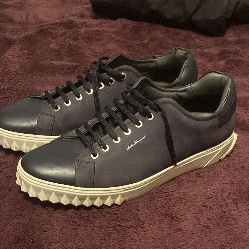 Salvatore Ferragamo Cube Men's Navy Suede Sneakers 11.5 Read Description